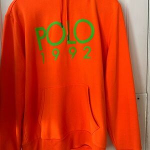 Ralph Lauren Orange and Green pullover hoodie 1992 Polo rare color